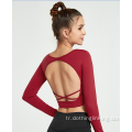 Seksi Backless Yoga Gömlek Aç Geri